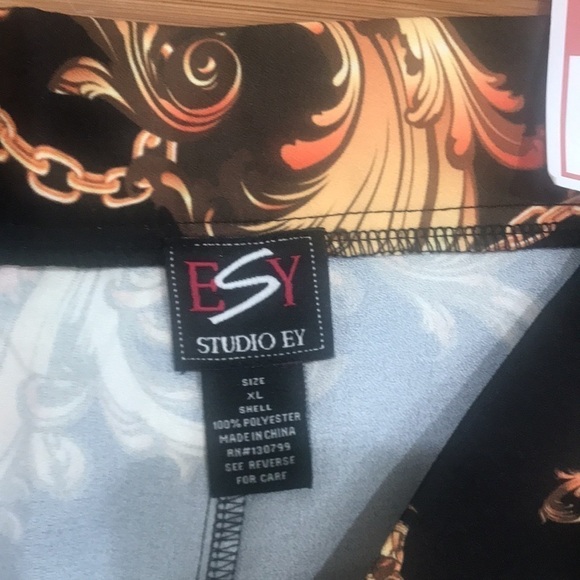 ESY Studio EY FLAIR ELEPHANT LEG NEW vintage XL RUNWAY PRINT - Picture 2 of 2